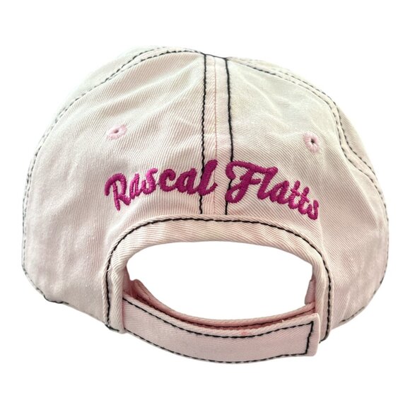 Rascal Flatts Women’s Distressed Trucker Hat – Black & Pink Embroidered RF Logo - Picture 4 of 5